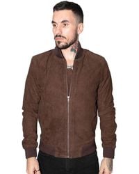 Infinity Leather - Retro Goat Suede Varsity Bomber Jacket-Athens - Lyst