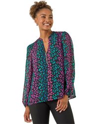 Roman - Animal Print Zip Front Top - Lyst