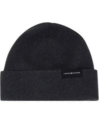 Tommy Hilfiger - Charcoal Beanie Hat Cotton - Lyst