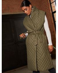 Chi Chi London - Diamond Quilted Longline Belted Gilet - Lyst