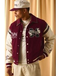 BoohooMAN - Regular Fit Cord Applique Pu Sleeve Varsity Jacket - Lyst