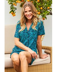 Sosandar - Aqua Print Button Front Pyjama Top Viscose - Lyst