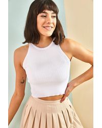 Bianco Lucci - Crew-Neck Basic-Top - Lyst