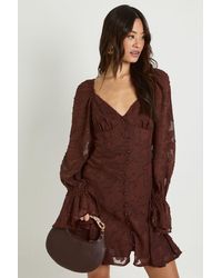 Boohoo - Tall Burnout Floral Godet Hem Mini Dress - Lyst