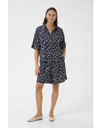 Kaffe - Overhemd Met Lang Mouwen Baggy Fit Midnight Marine Lace Print Dark - Lyst