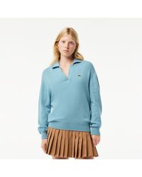Lacoste - Crocodile Logo Collared Neck Long Sleeve Sweater - Lyst