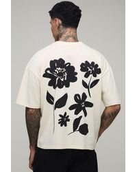 BoohooMAN - Tall Oversized Boxy Extended Neck Floral Print T-Shirt Cotton - Lyst