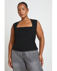 Boohoo - Plus Cap Sleeve Bow Detail Corset - Lyst