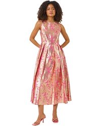D.u.s.k - Metallic Jacquard Midi Dress - Lyst