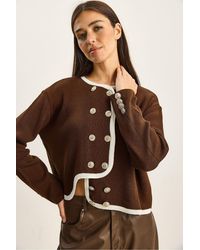 Bianco Lucci - Ribbed Knit Button-Up Cardigan - Lyst