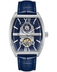 Heritor - Masterson Semi-Skeleton Leather-Band Watch - Lyst