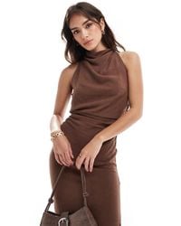 ASOS - High Neck Cross Back Column Midi Dress - Lyst