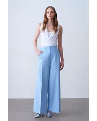 Dilvin - High-Waist Wide-Leg Crepe Trousers - Lyst