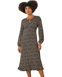 Roman - Spot Print Keyhole Midi Dress - Lyst