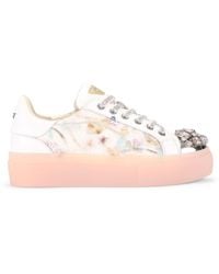 Kurt Geiger - Leather Crystal Toecap Cupsole Sneakers - Lyst