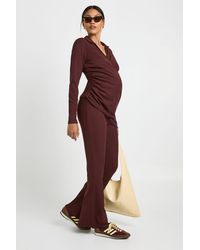 Boohoo - Maternity Rib Wrap Top & Trouser Co-Ord - Lyst