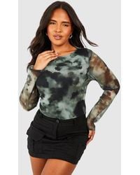Boohoo - Plus Abstract Mesh Long Sleeve Top - Lyst