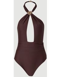 Karen Millen - Shell Hardware Halterneck Swimsuit - Lyst