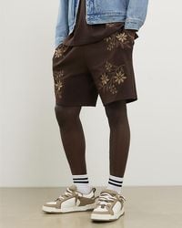 River Island - Shorts Regular Fit Floral Drawstring Cotton - Lyst