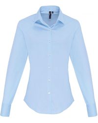 PREMIER - Ladies Stretch Fit Poplin Long Sleeve Blouse (Pale) - Lyst