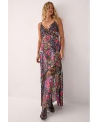 Nasty Gal - Satin Floral Cutwork Lace Maxi Slip Dress - Lyst