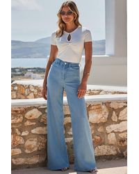 Sosandar - Light Wash Palazzo Jeans - Lyst