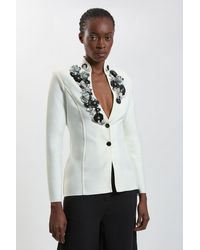 Karen Millen - Embellished Figure Form Fitted Blazer Jacket - Lyst