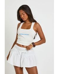 Boohoo - Linen Look Tie Front Mini Skirt - Lyst