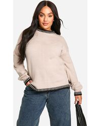 Boohoo - Plus Premium Contrast Trim Sweater - Lyst