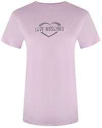 Moschino - Love Shiny Heart Logo T-Shirt Cotton - Lyst