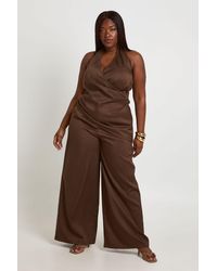 Boohoo - Plus Woven Pleated Wide Leg Trouser - Lyst