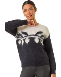 Roman - Leaf Jacquard Crew Neck Knit Jumper - Lyst