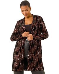 Roman - Sequin Velvet Longline Jacket - Lyst