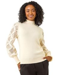 Roman - Petite Lace Sleeve Knit Jumper - Lyst