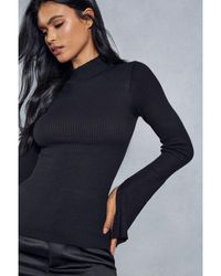 MissPap - Knitted Ribbed High Neck Top - Lyst