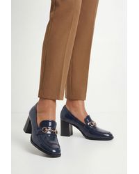 Wallis - Daffie Snaffle Trim High Block Heeled Loafers - Lyst