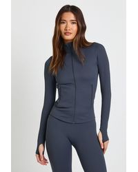 Boohoo - Contour Ribbed Zip Through Active Jacket - Lyst