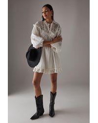 Warehouse - Hcd Cotton Lace Insert Mini Smock Dress - Lyst