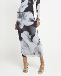 River Island - Maxi Skirt Floral Mesh - Lyst