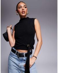 ASOS - Super Soft Grown On Neck Sleeveless Top With Hardware Metal Trim - Lyst