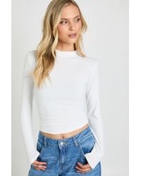 Boohoo - Petite Second Skin Crew Neck Long Sleeve Top - Lyst