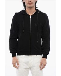 John Richmond - Geborstelde Katoenen Hoodie Met Rits En Strass-Stammotief - Lyst
