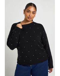 Boohoo - Plus Diamante Crew Neck Jumper - Lyst
