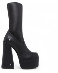 Windsor Smith - Windsorsmith Dames Zwarte Mid-calf Sock Platform Goth Hak Laarzen - Lyst
