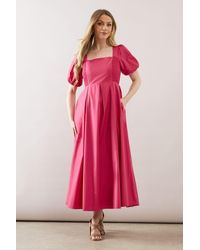 Wallis - Cotton Puff Sleeve Midaxi Dress - Lyst