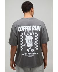 BoohooMAN - Oversized Coffee Club Print T-Shirt Cotton - Lyst