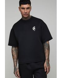 BoohooMAN - Tall Oversized Boxy Bonded Scuba Doodle Floral Print T-Shirt - Lyst