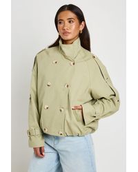Boohoo - Funnel Neck Double Breasted Trench - Lyst