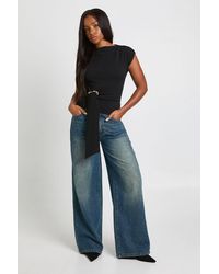 Boohoo - Crepe Grown On Neck Trim Belt Detail Top - Lyst