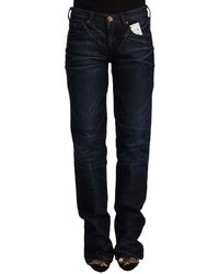 Ermanno Scervino - Dark Mid Waist Cotton Denim Straight Jeans Material_Cotton - Lyst